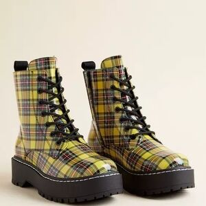 Torrid Yellow Plaid Combat Boots